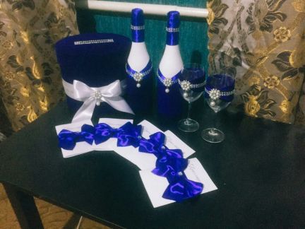 Свадебные украшения: бокалы, бутылки, свечи  - купить на сайте объявлений Армавир онлайн